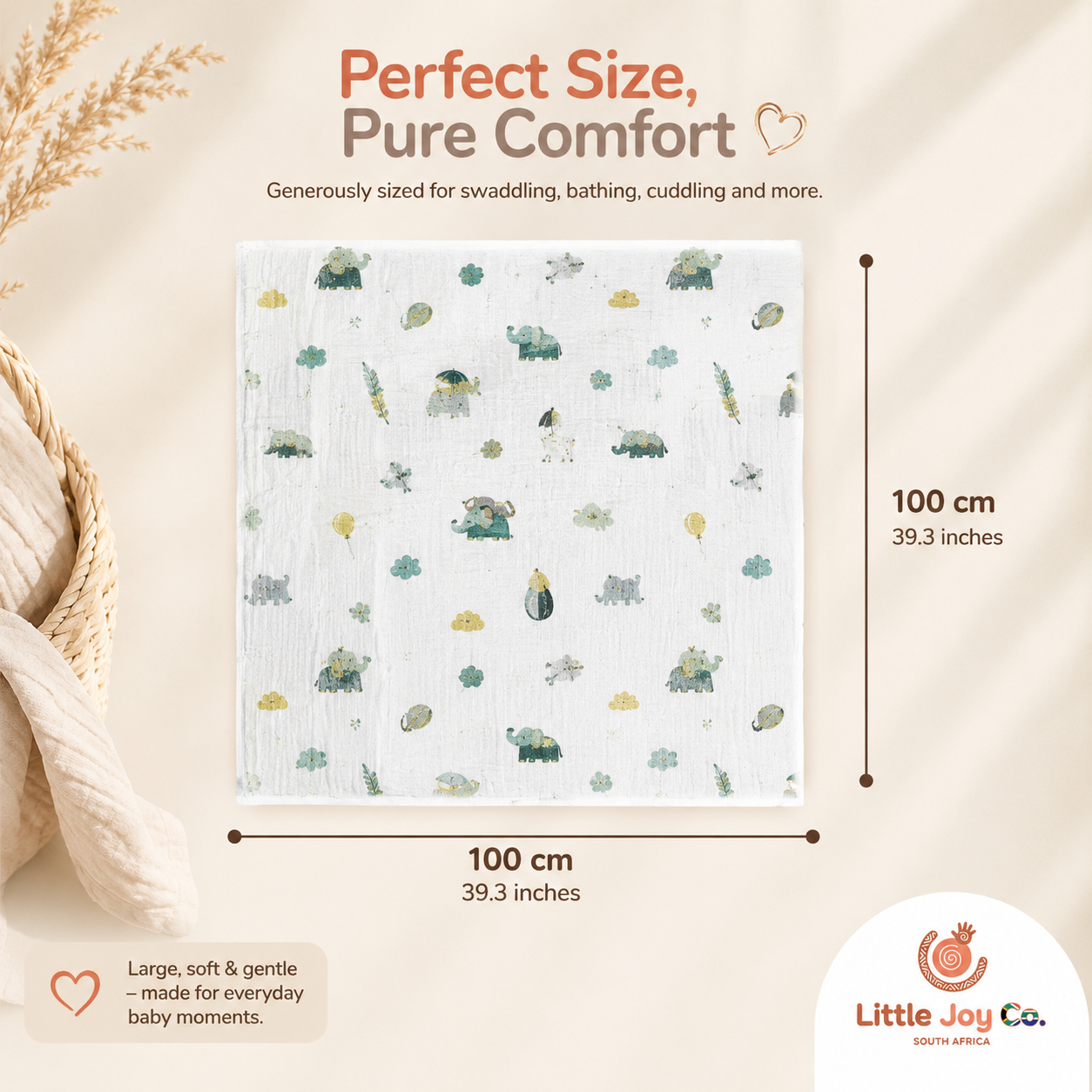 Little Joy Co™ | The First Hug After Bath — Pure Crepe Swaddle Towel for Newborns