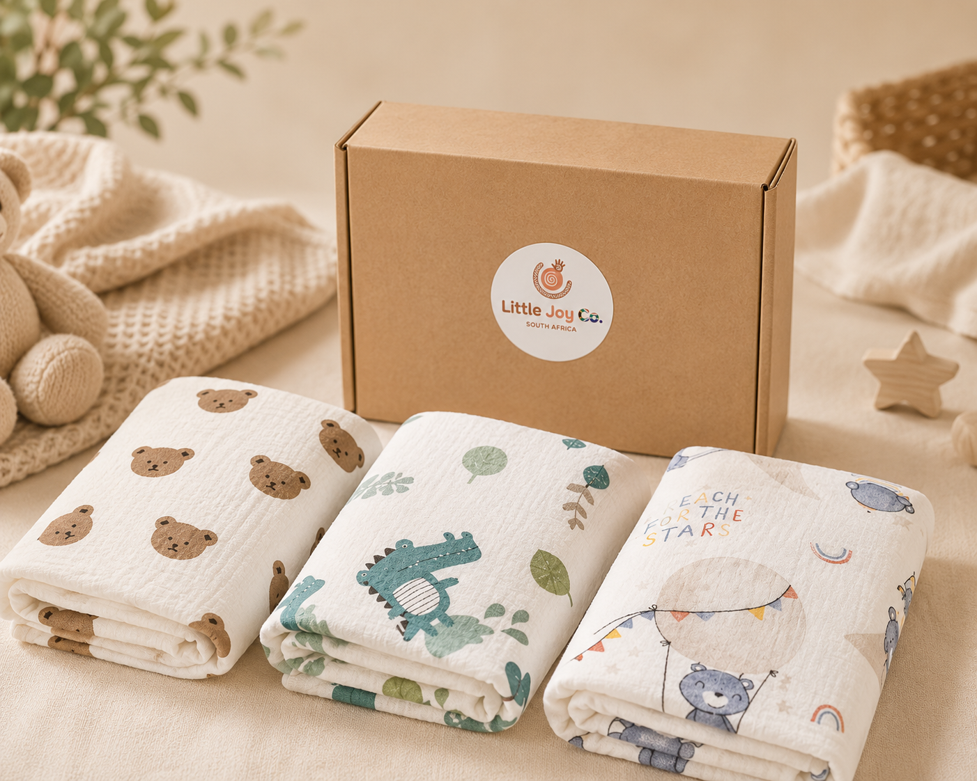 Little Joy Co™ | The First Hug After Bath — Pure Crepe Swaddle Towel for Newborns