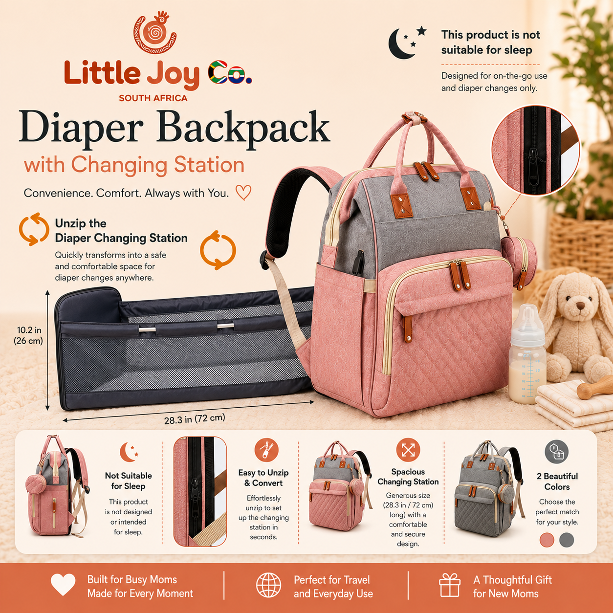 Little Joy Co™ | The Calm Parent Pack – Diaper Backpack with Built-In Changing Station