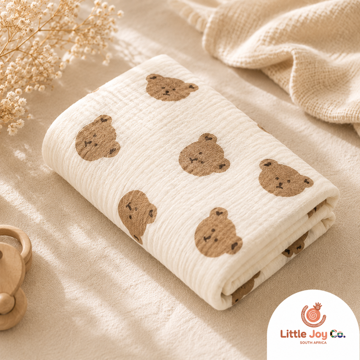 Little Joy Co™ | The First Hug After Bath — Pure Crepe Swaddle Towel for Newborns