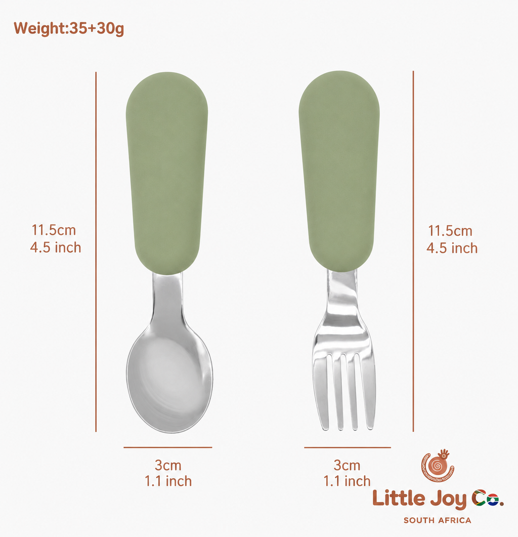 Little Joy Co™ Self-Feeding Starter Set (Stainless steel eating set with silicone handle's)