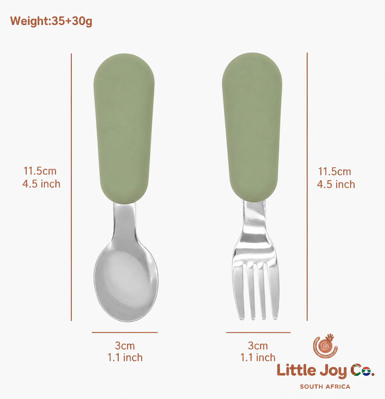 Little Joy Co™ Self-Feeding Starter Set (Stainless steel eating set with silicone handle's)