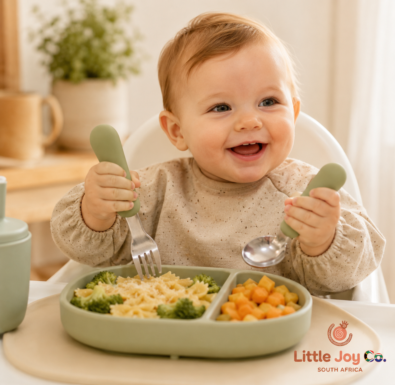 Little Joy Co™ Self-Feeding Starter Set (Stainless steel eating set with silicone handle's)